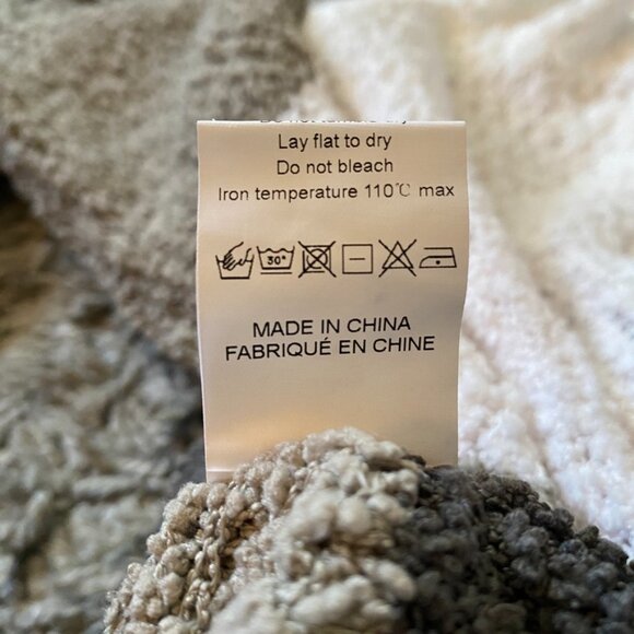 NWOT Chunky 3-Colour Sweater | White Taupe Grey Bouclé Knit Pullover - Picture 9 of 11